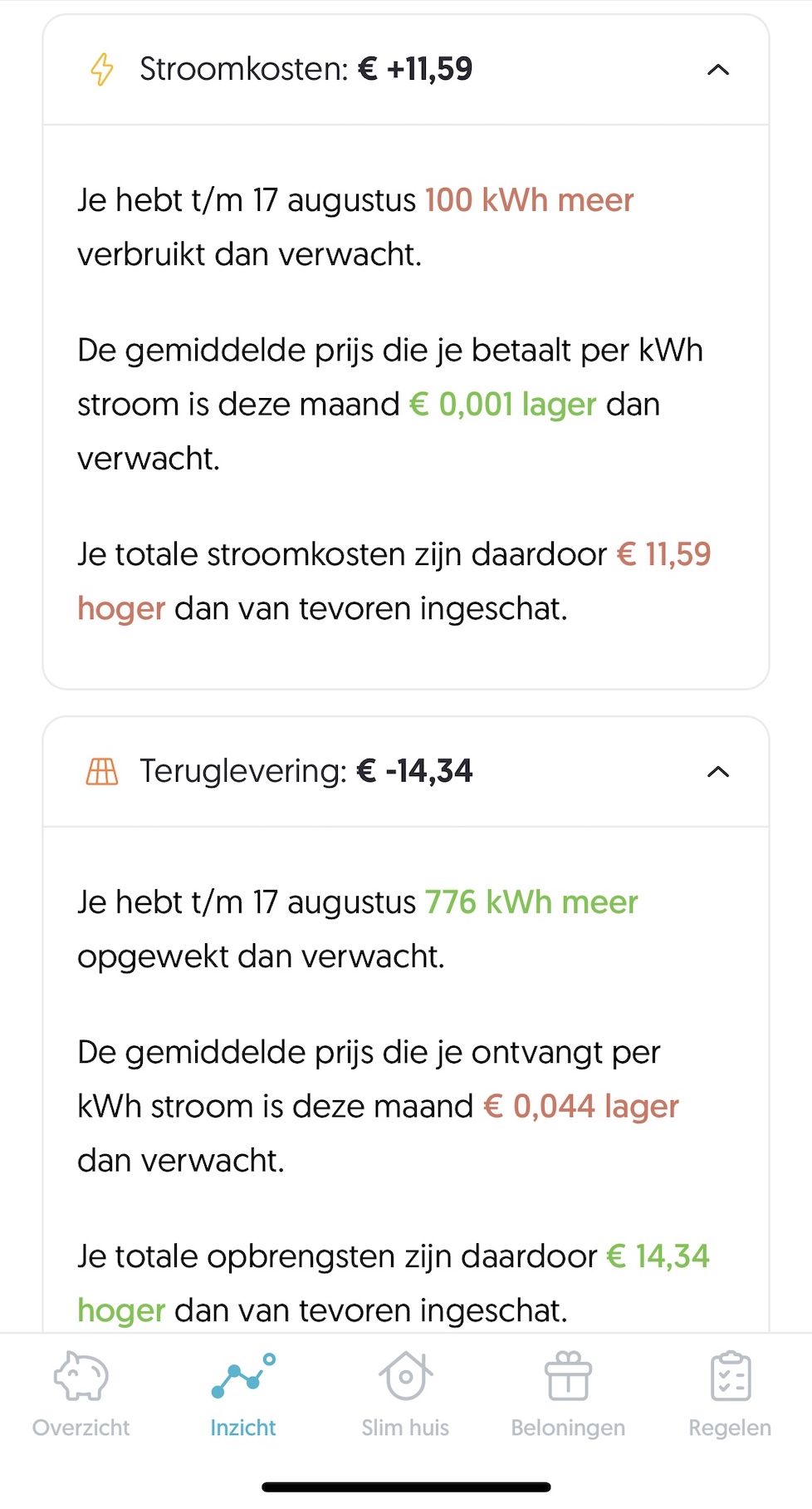 Frank Energie App informatie stroomkosten